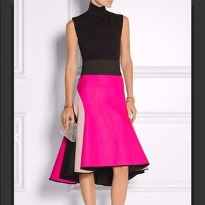 Milly Contrast Satin Midi pink,blk,fuscia size 0
